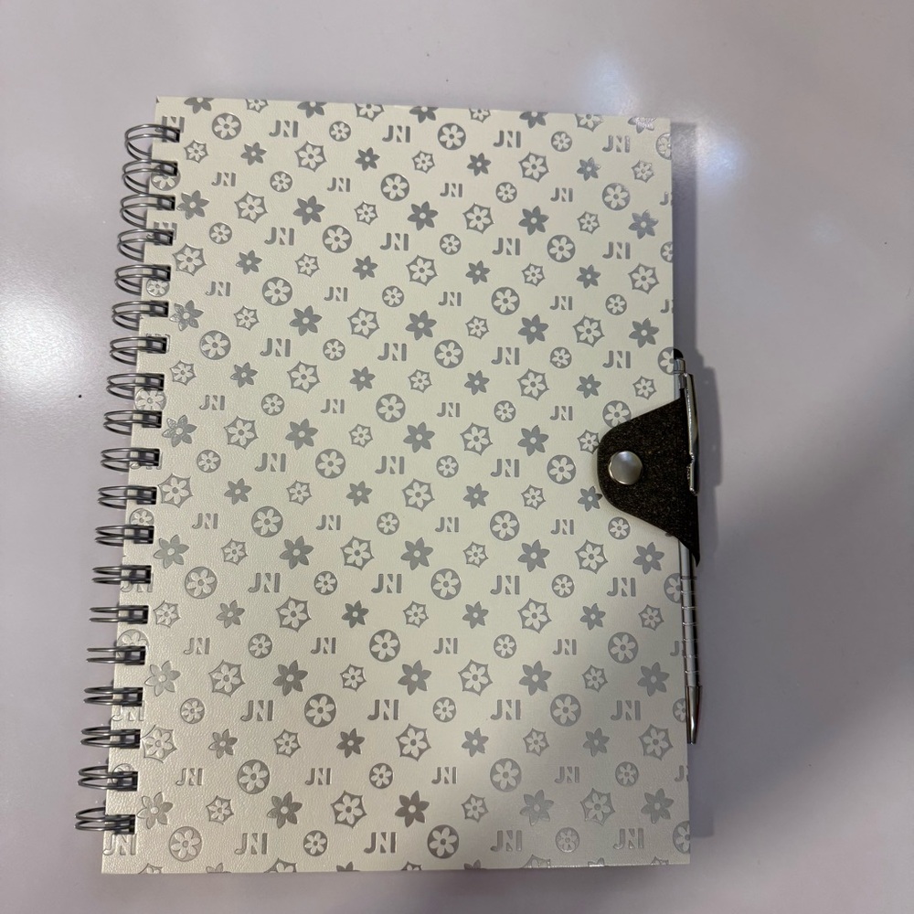 Patterned Spiral Notebook with snap pen holder